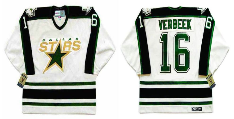2019 Men Dallas Stars #16 Verbeek White CCM NHL jerseys->dallas stars->NHL Jersey